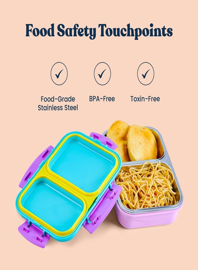 rabitat Yumzee Stainless Steel Lunch Box | 1+1 Year Brand Warranty | Tiffin Box for School | Lunch Box for Kids Boys & Girls | BPA Free, Leakproof & Durable Bento Design | 750 ml | Sizzle - Image 2